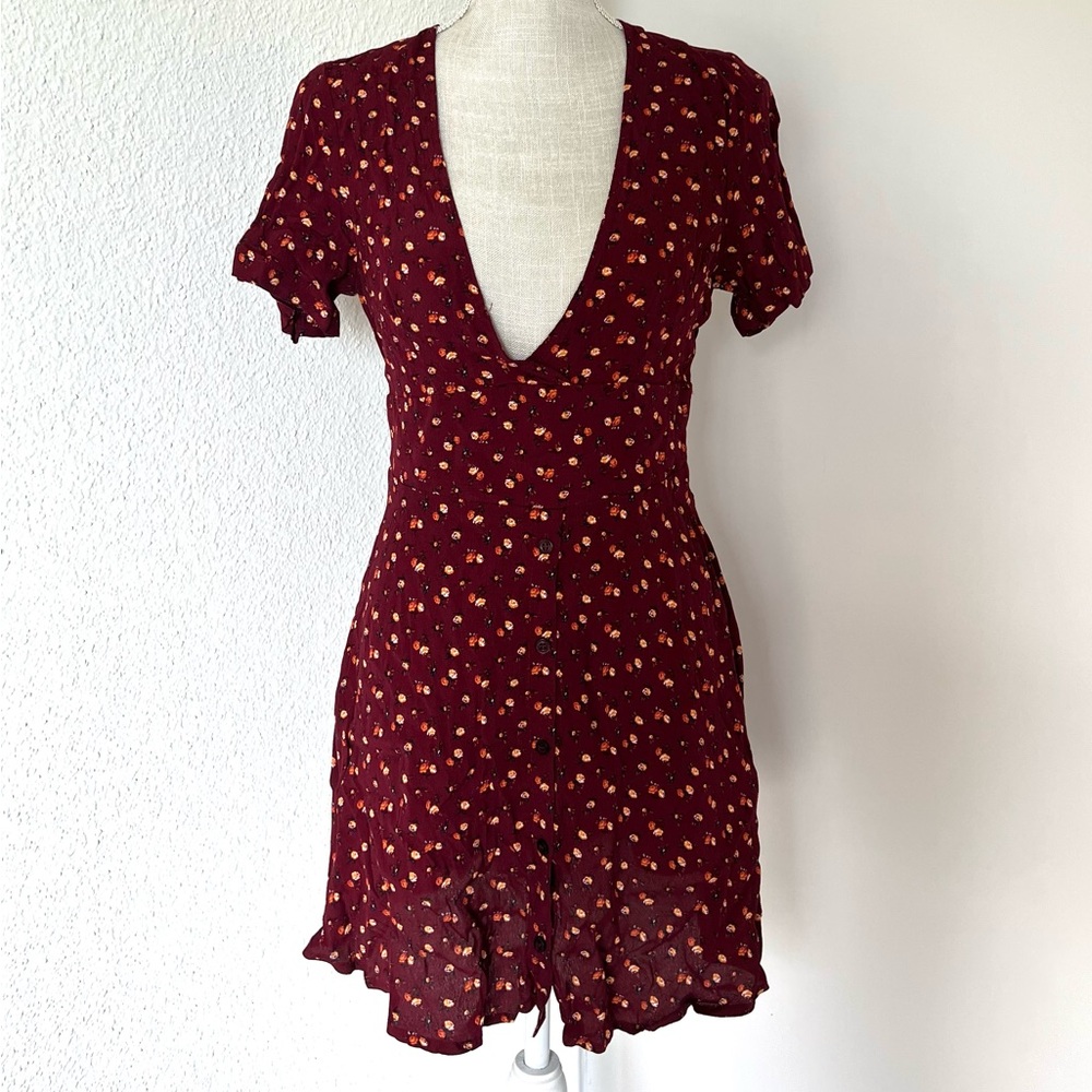 Forever 21 Burgundy Floral Mini Dress